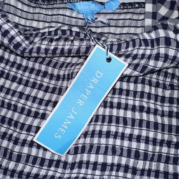 Draper James Gingham Dress Smocked Mini Square Neck Short Sleeve Casual Size 2X - Picture 10 of 13